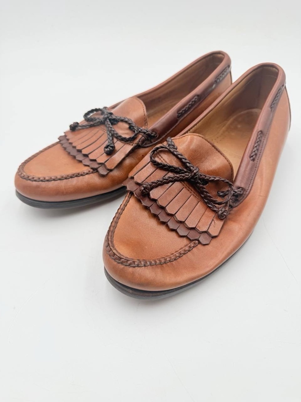 Allen Edmonds Woodstock Mens 10D Brown Leather Kiltie Tassel Loafers USA 8253